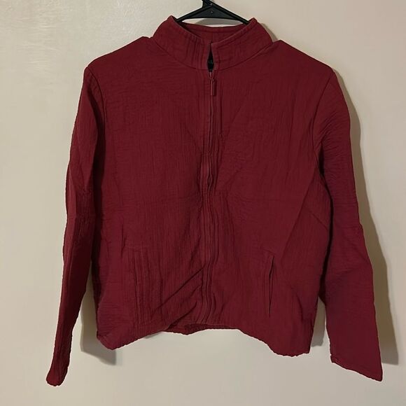 Eileen fisher zip jacket red office size small - Picture 1 of 6